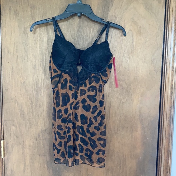 Relist 12/7 padded bust sheer animal print w lace detail & cut outs size M - Picture 4 of 17